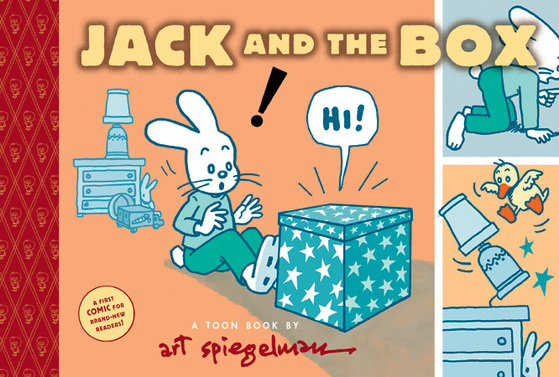 A colorful cover for Jack and the Box, showcasing a cartoon bunny and a box saying 