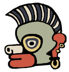 An Aztec-style monkey head illustration