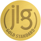 A gold logo showing that Paul Bunyan: The Invention of an American Legend is A Junior Library Guild Gold Standard Selection