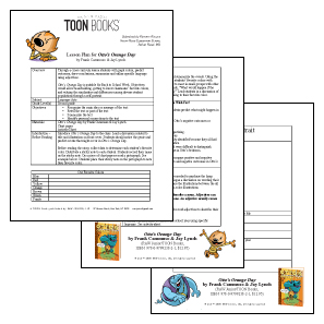 Three sheets of paper that show lesson plans and student activities that accompany Otto's Orange Day