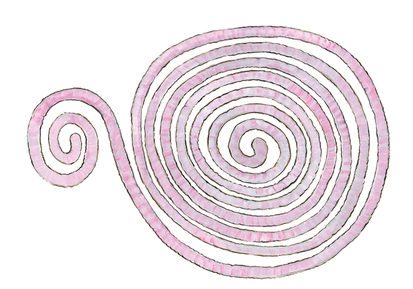 An illustration of a large long pink worm curled up like a snake
