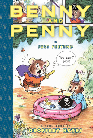 The book cover shows Benny angrily waving a toy sword at Penny as he shouts, 