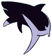 An illustration of a shark shrouded in shadow