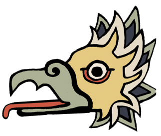 An Aztec-style eagle head illustration