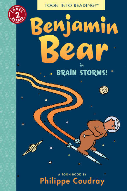 Paperback cover of Benjamin Bear in Brain Storms! by Philippe Coudray, a TOON Book for Level 2 readers.